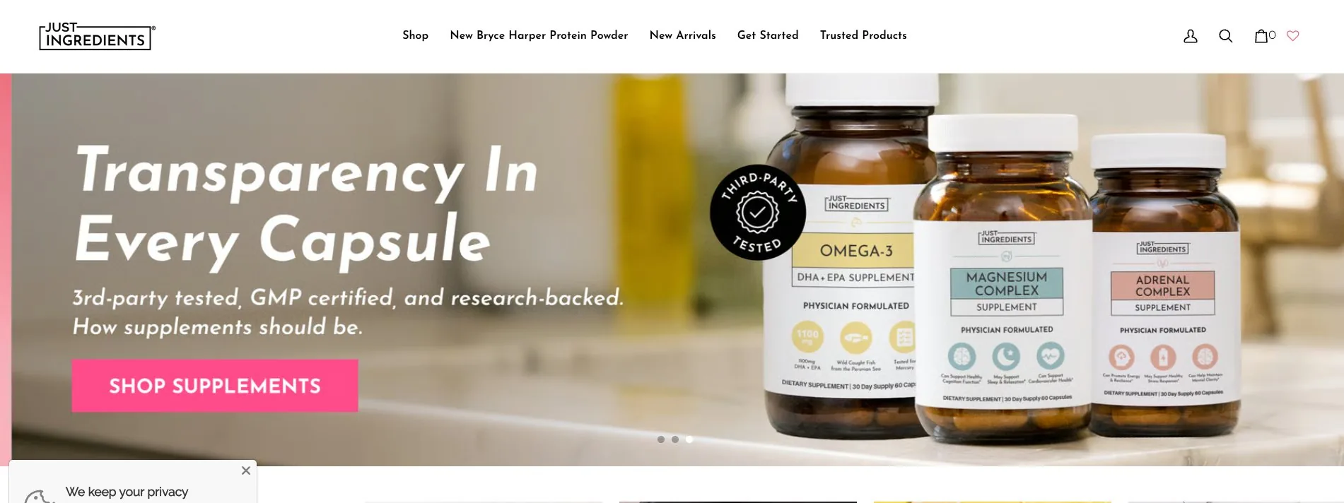 Just Ingredients Shopify store